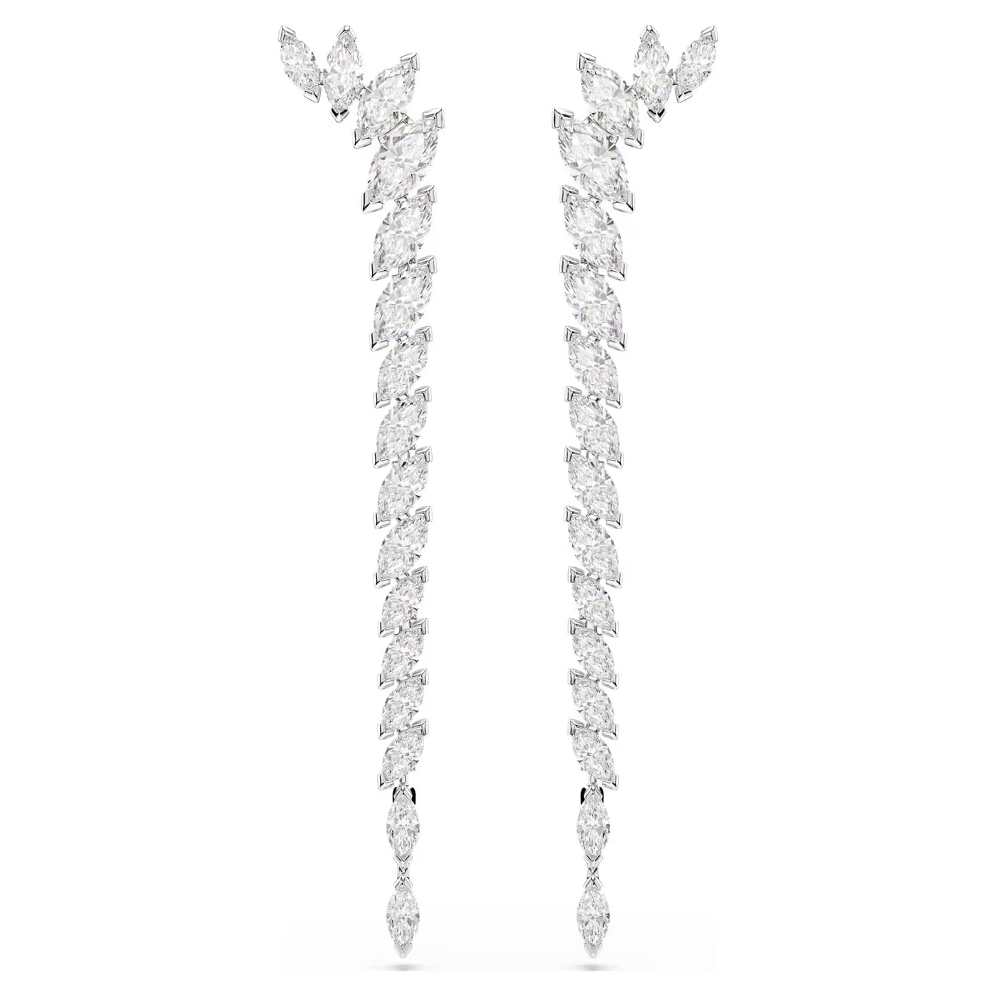 Mesmera earrings Marquise cut, White, Rhodium plated