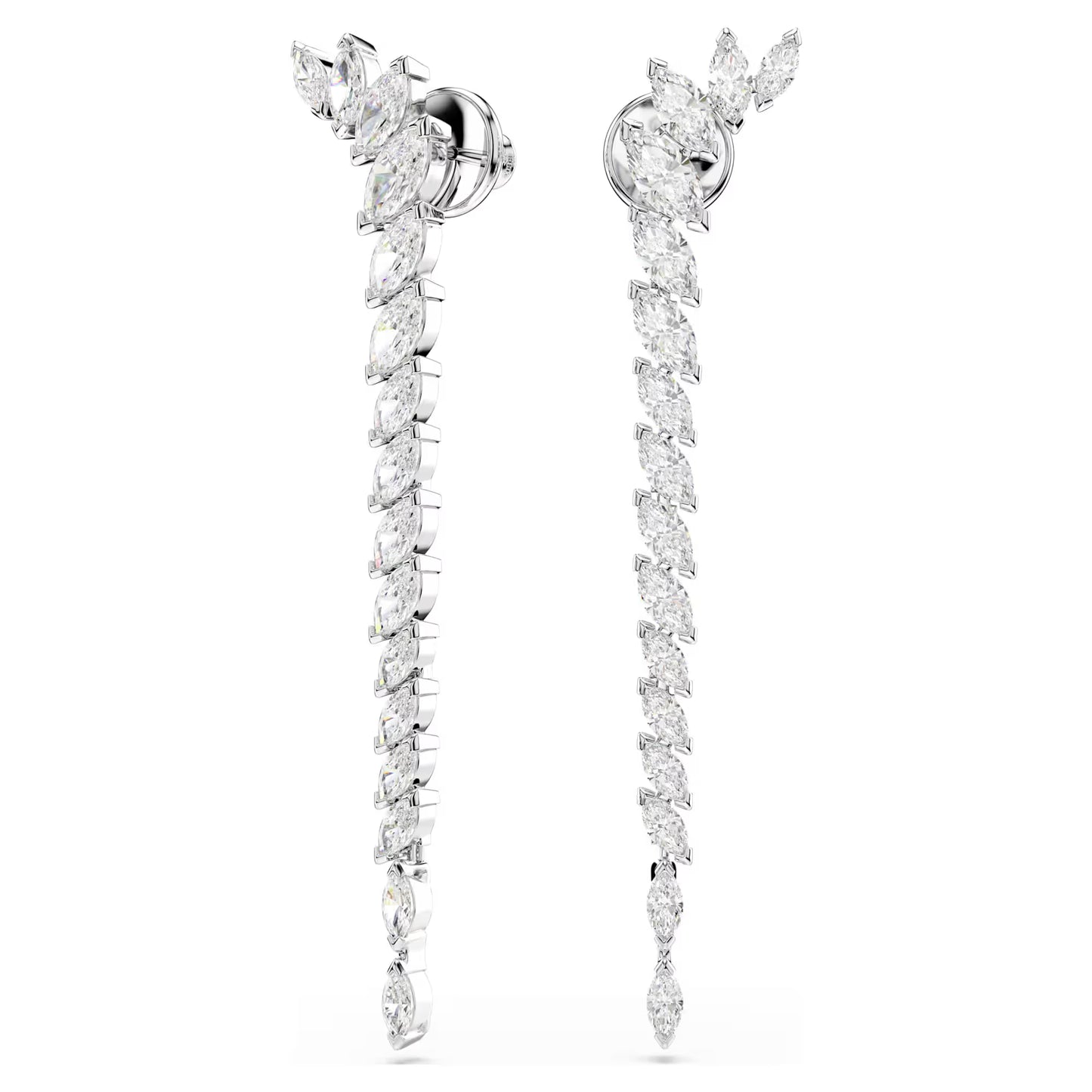 Mesmera earrings Marquise cut, White, Rhodium plated