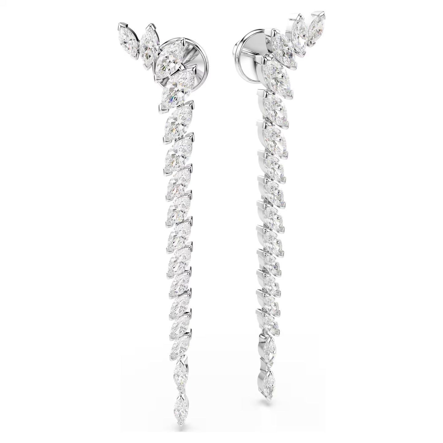 Mesmera earrings Marquise cut, White, Rhodium plated