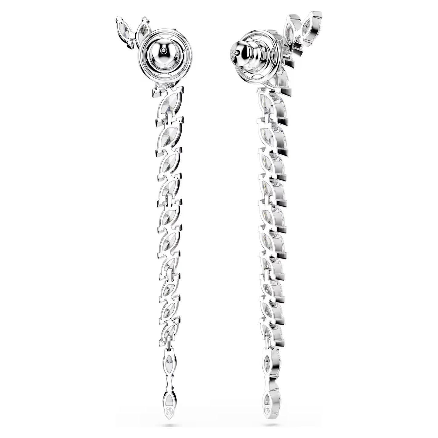 Mesmera earrings Marquise cut, White, Rhodium plated