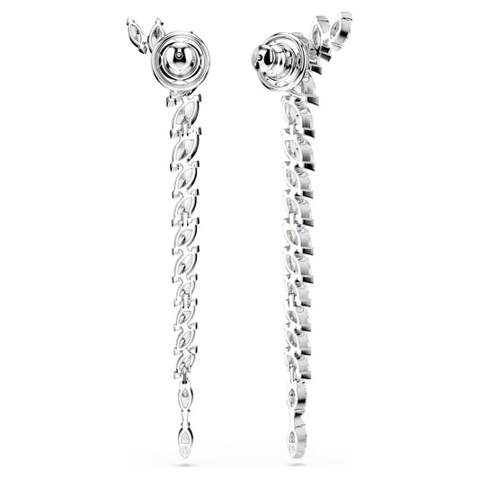 Mesmera earrings Marquise cut, White, Rhodium plated