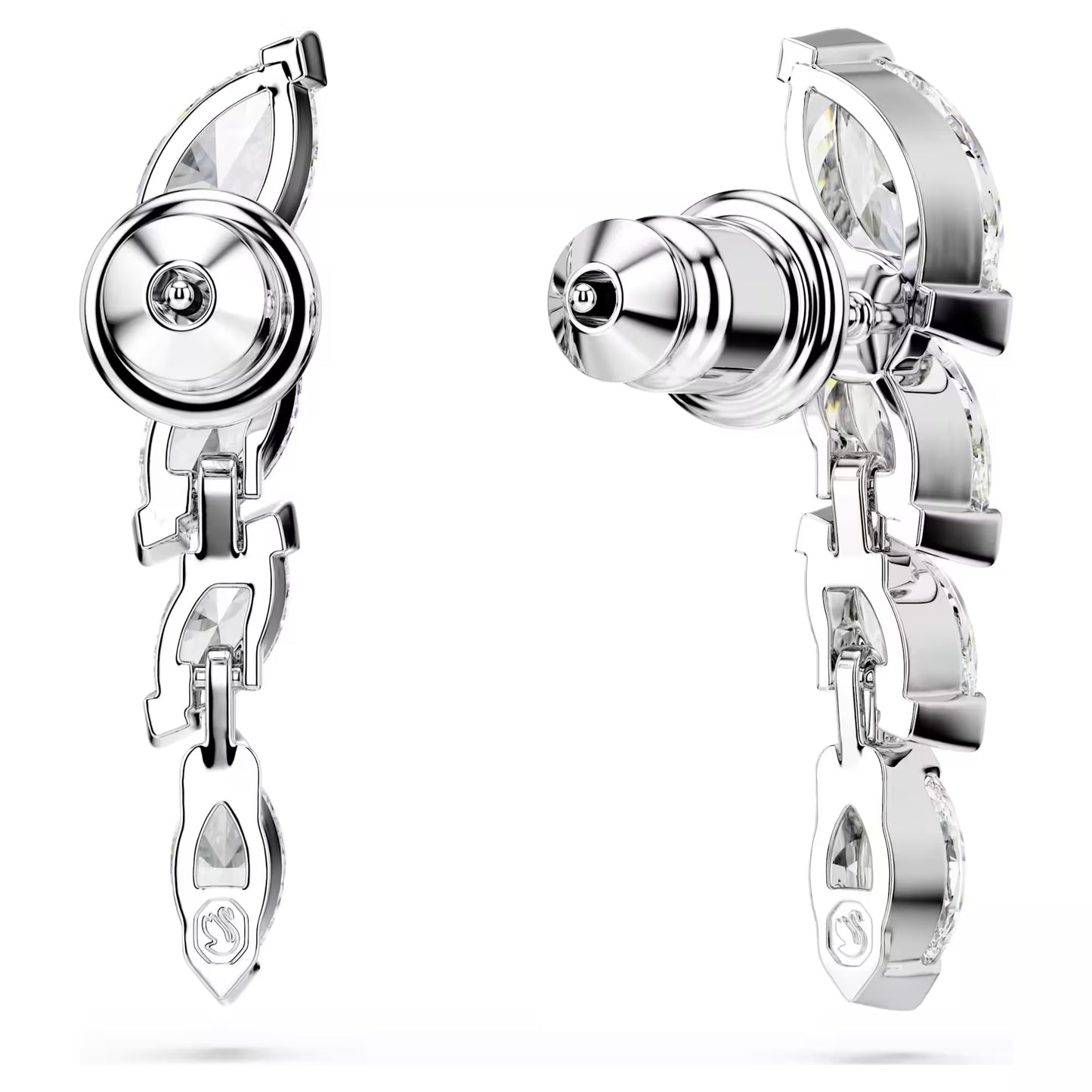Mesmera earrings, Marquise cut, White, Rhodium plated