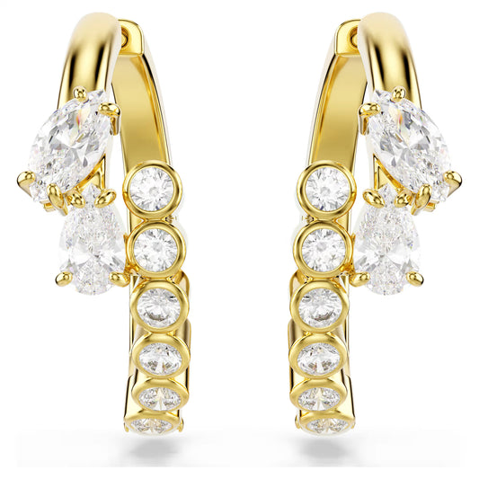 Mesmera hoop earrings Mixed cuts, White, 18K gold finish