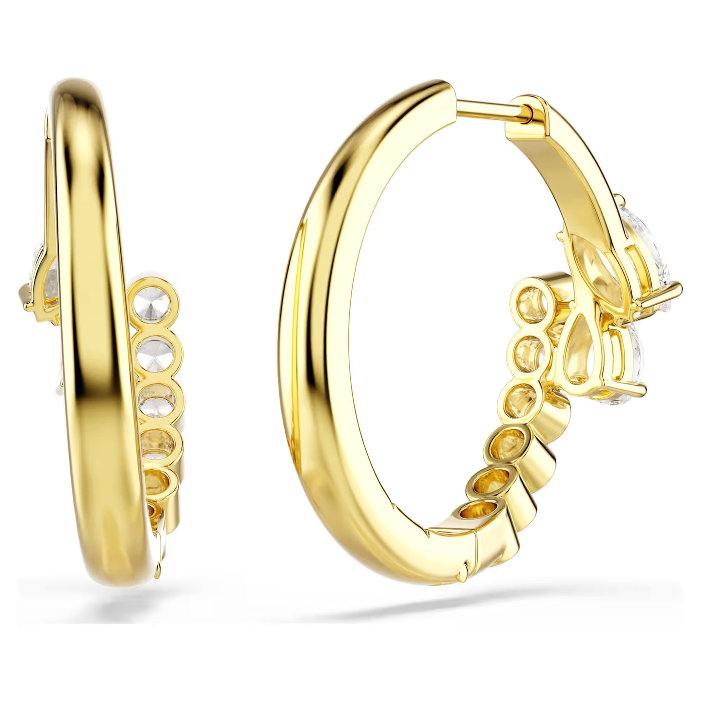 Mesmera hoop earrings Mixed cuts, White, 18K gold finish