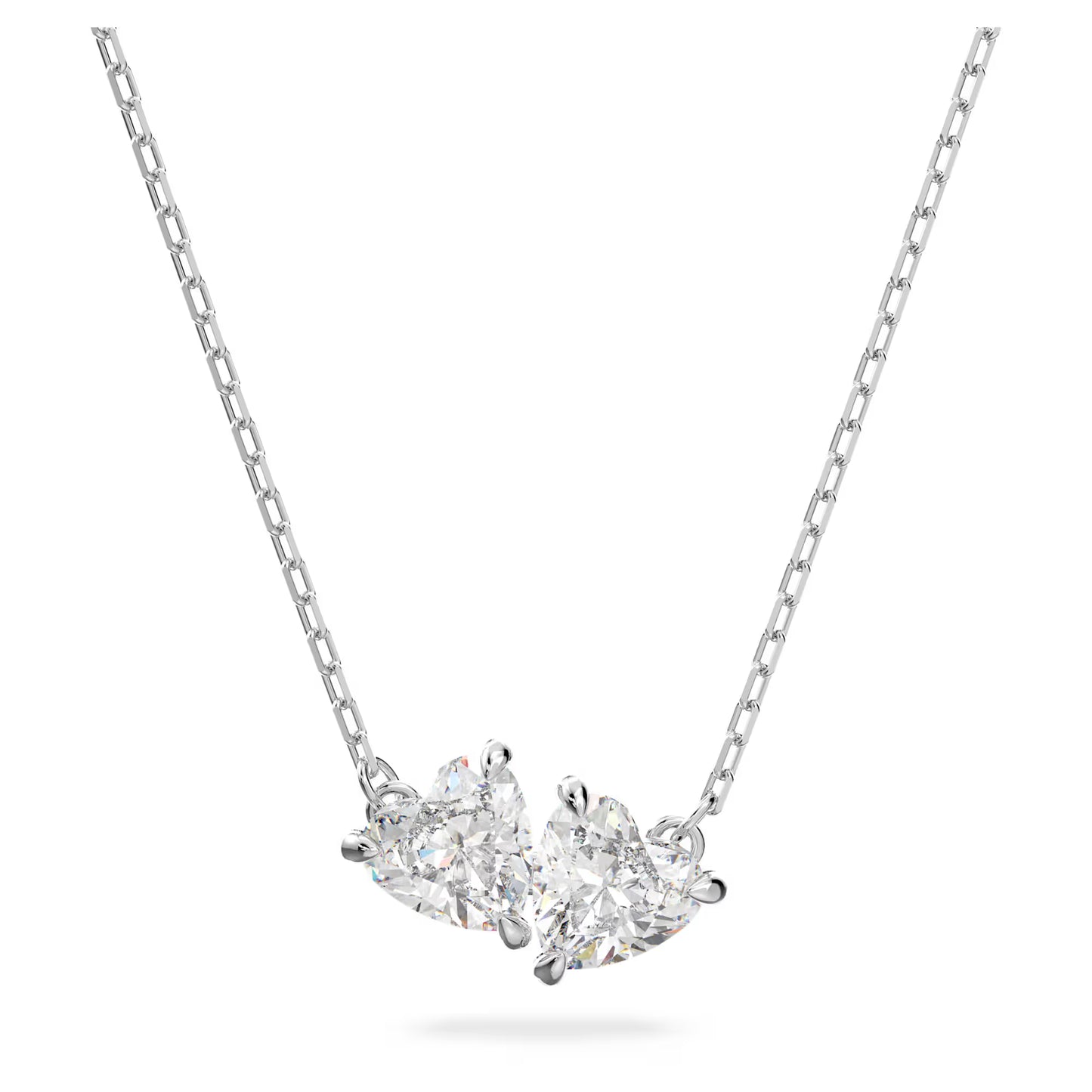 Mesmera necklace, Heart, White, Rhodium plated
