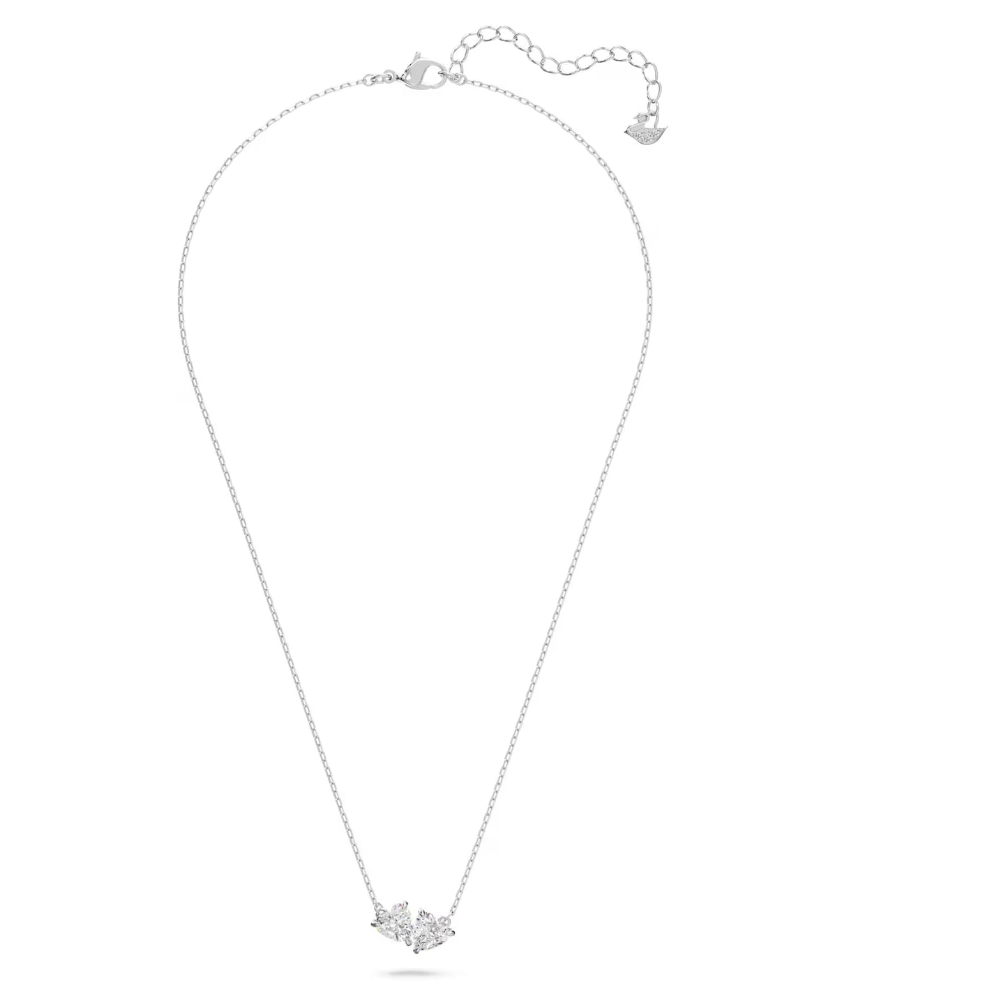 Mesmera necklace, Heart, White, Rhodium plated