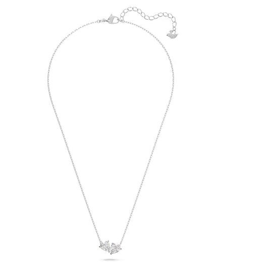Mesmera necklace, Heart, White, Rhodium plated