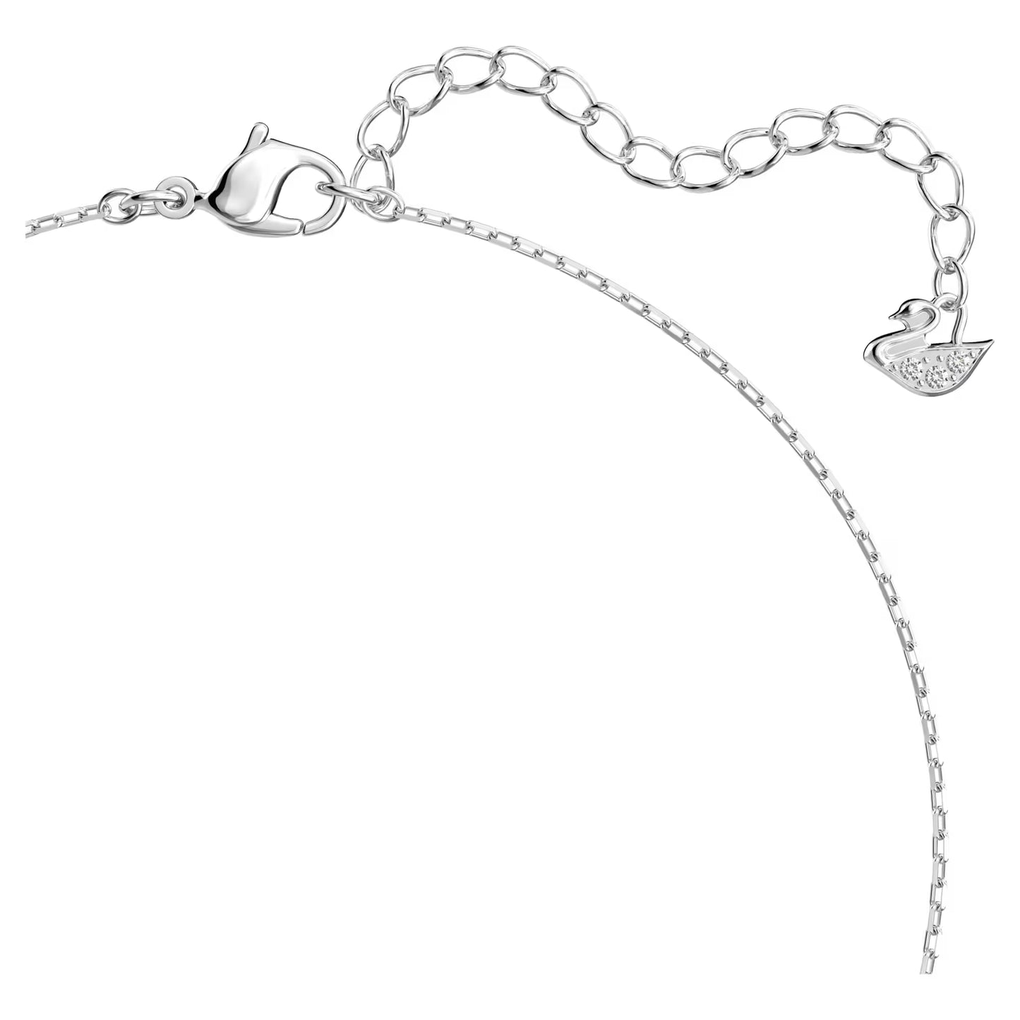 Mesmera necklace, Heart, White, Rhodium plated