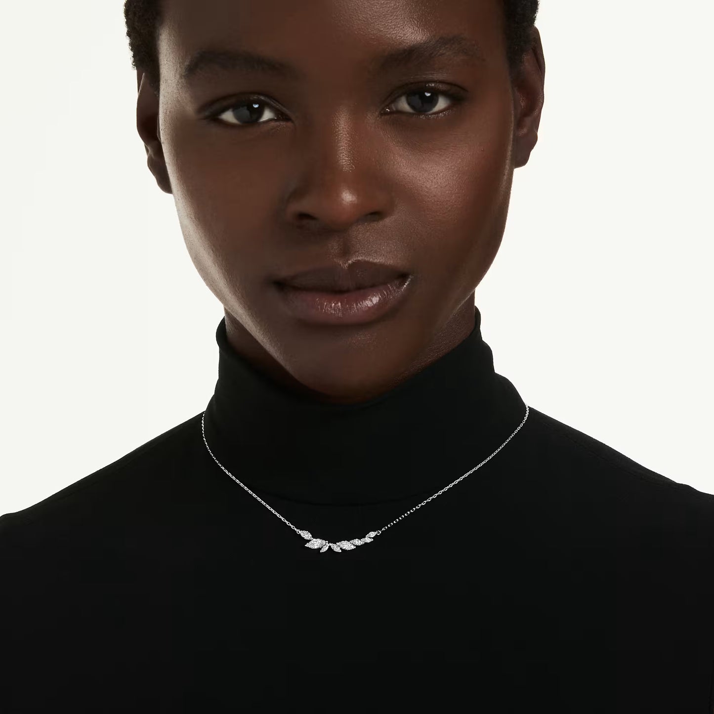 Mesmera necklace Marquise cut, White, Rhodium plated