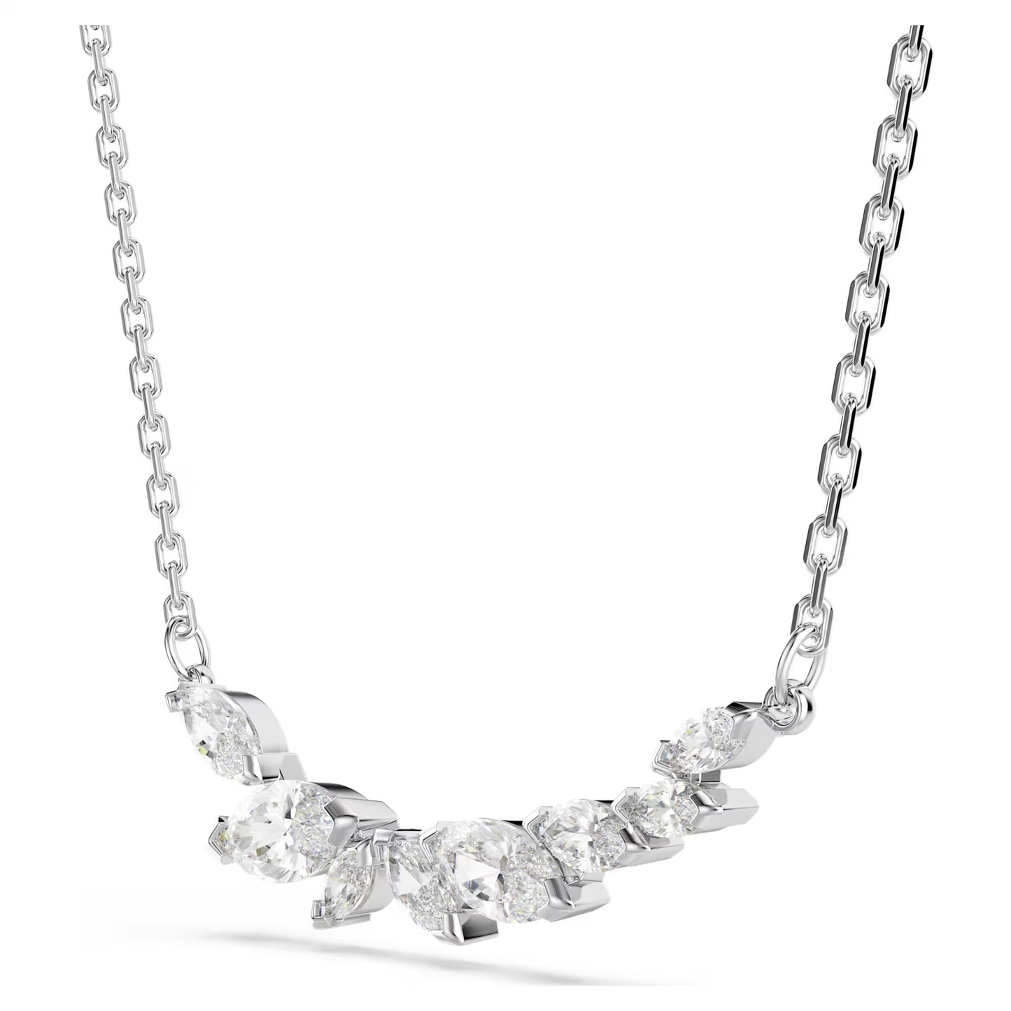 Mesmera necklace Marquise cut, White, Rhodium plated