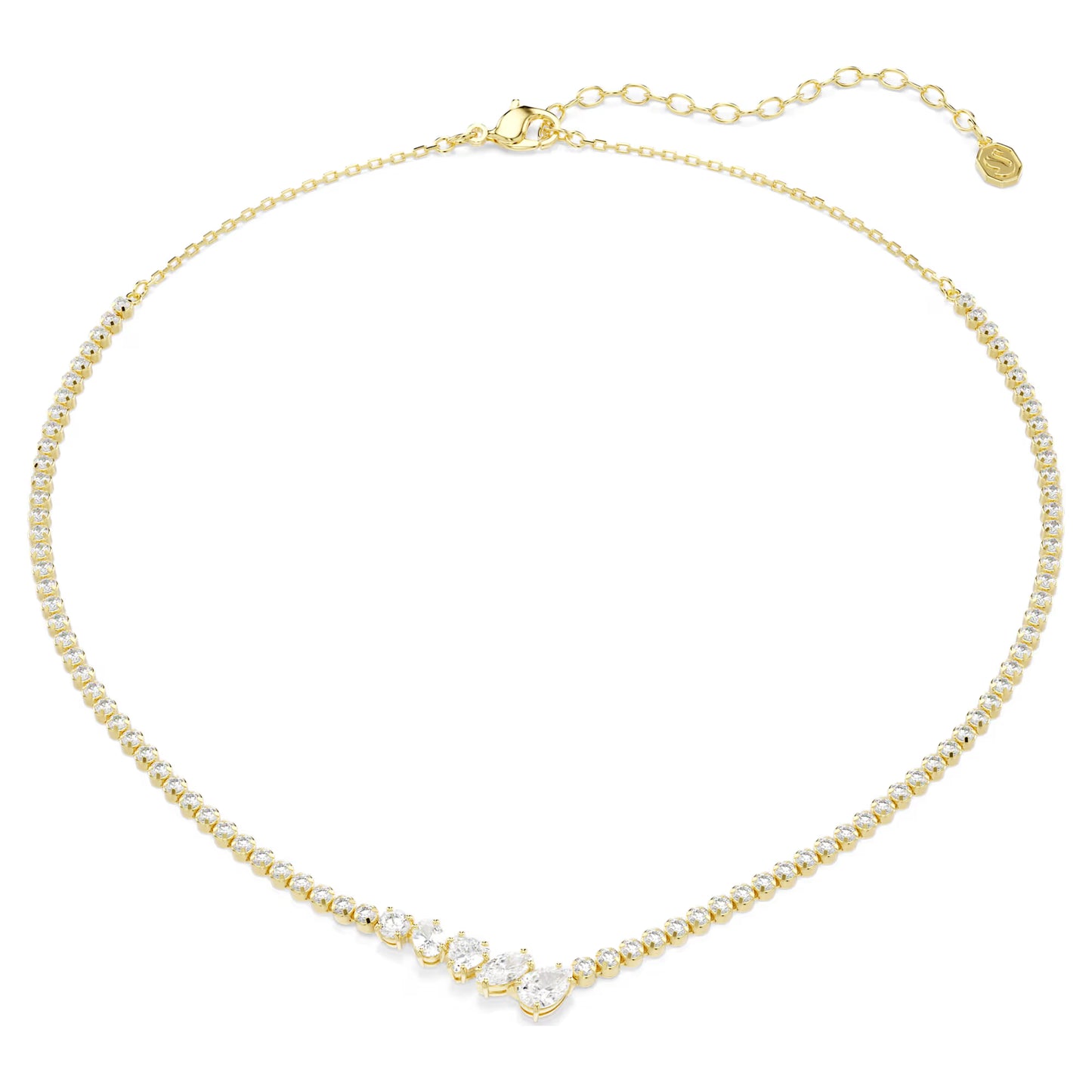 Mesmera necklace Mixed cuts, White, 18K gold finish