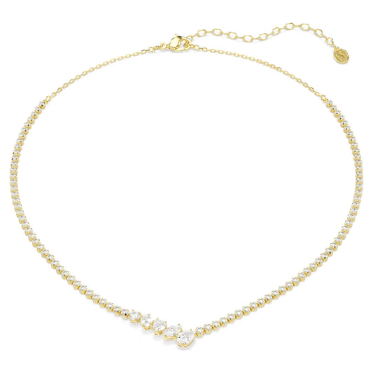 Mesmera necklace Mixed cuts, White, 18K gold finish