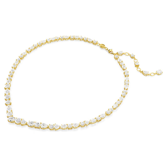 Mesmera necklace, Mixed cuts, White, Gold-tone plated
