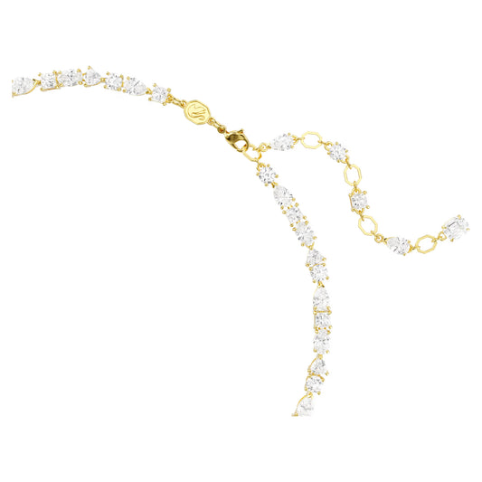 Mesmera necklace, Mixed cuts, White, Gold-tone plated