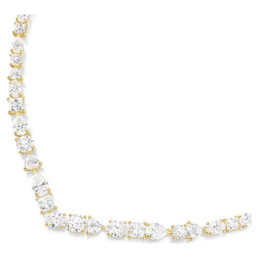 Mesmera necklace, Mixed cuts, White, Gold-tone plated