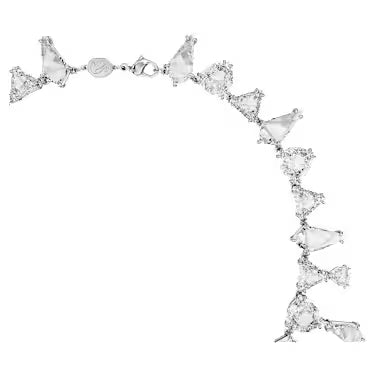 Mesmera necklace, Statement, Mixed cuts, White, Rhodium