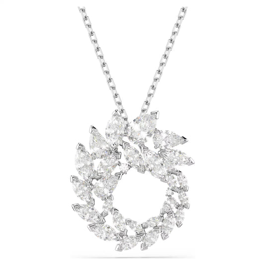 Mesmera pendant, Marquise cut, White, Rhodium plated