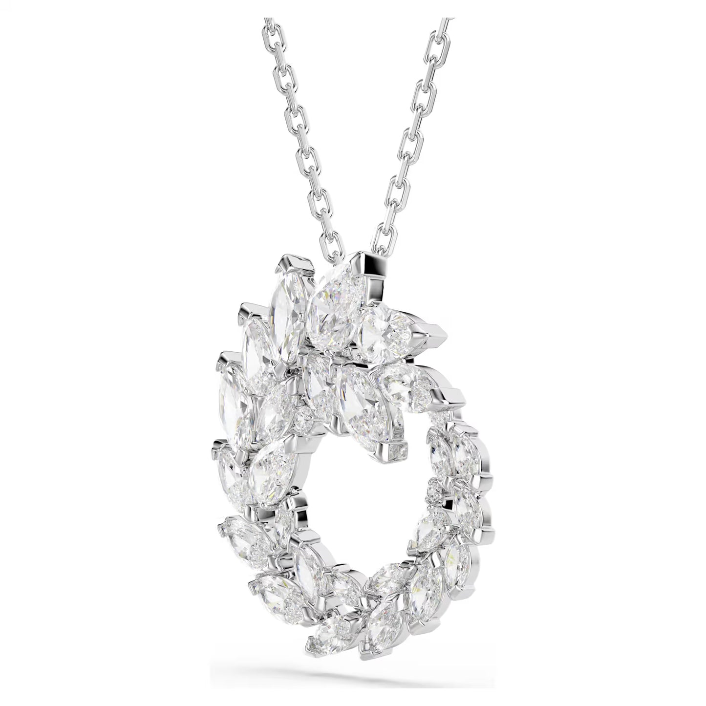 Mesmera pendant, Marquise cut, White, Rhodium plated