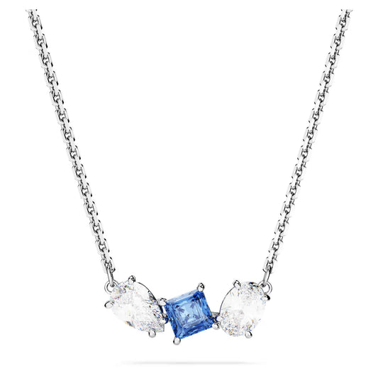 Mesmera pendant, Mixed cuts, Blue, Rhodium plated
