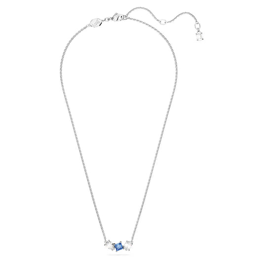 Mesmera pendant, Mixed cuts, Blue, Rhodium plated