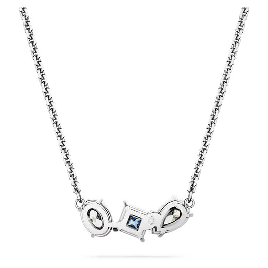 Mesmera pendant, Mixed cuts, Blue, Rhodium plated