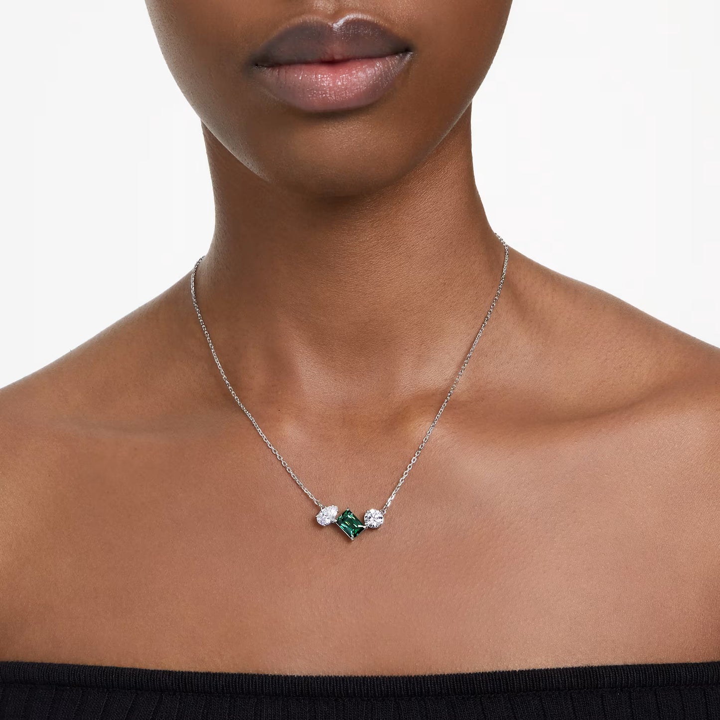 Mesmera pendant, Mixed cuts, Green, Rhodium