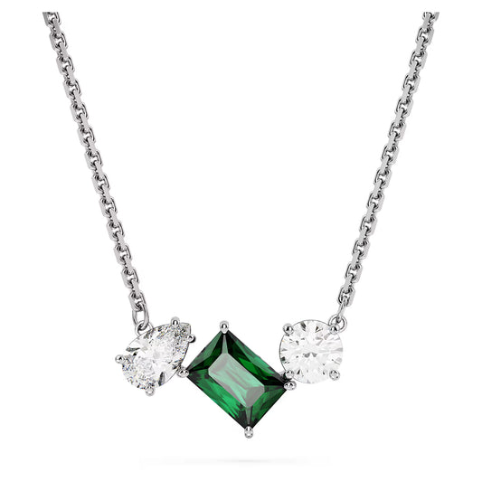Mesmera pendant, Mixed cuts, Green, Rhodium