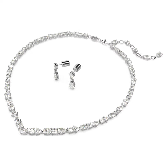 Mesmera set, Mixed cuts, White, Rhodium plated