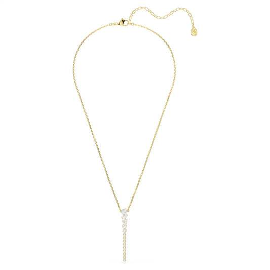 Mesmera Y necklace Mixed cuts, White, 18K gold finish