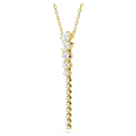 Mesmera Y necklace Mixed cuts, White, 18K gold finish