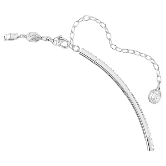 Mesmera Y necklace, Mixed cuts, White, Rhodium plated