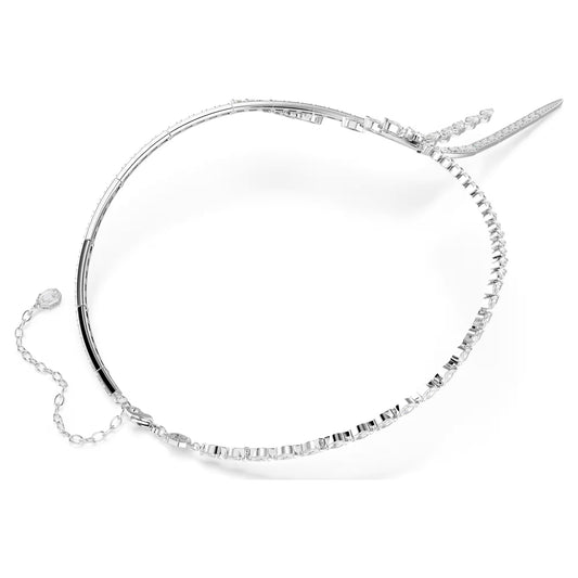 Mesmera Y necklace, Mixed cuts, White, Rhodium plated