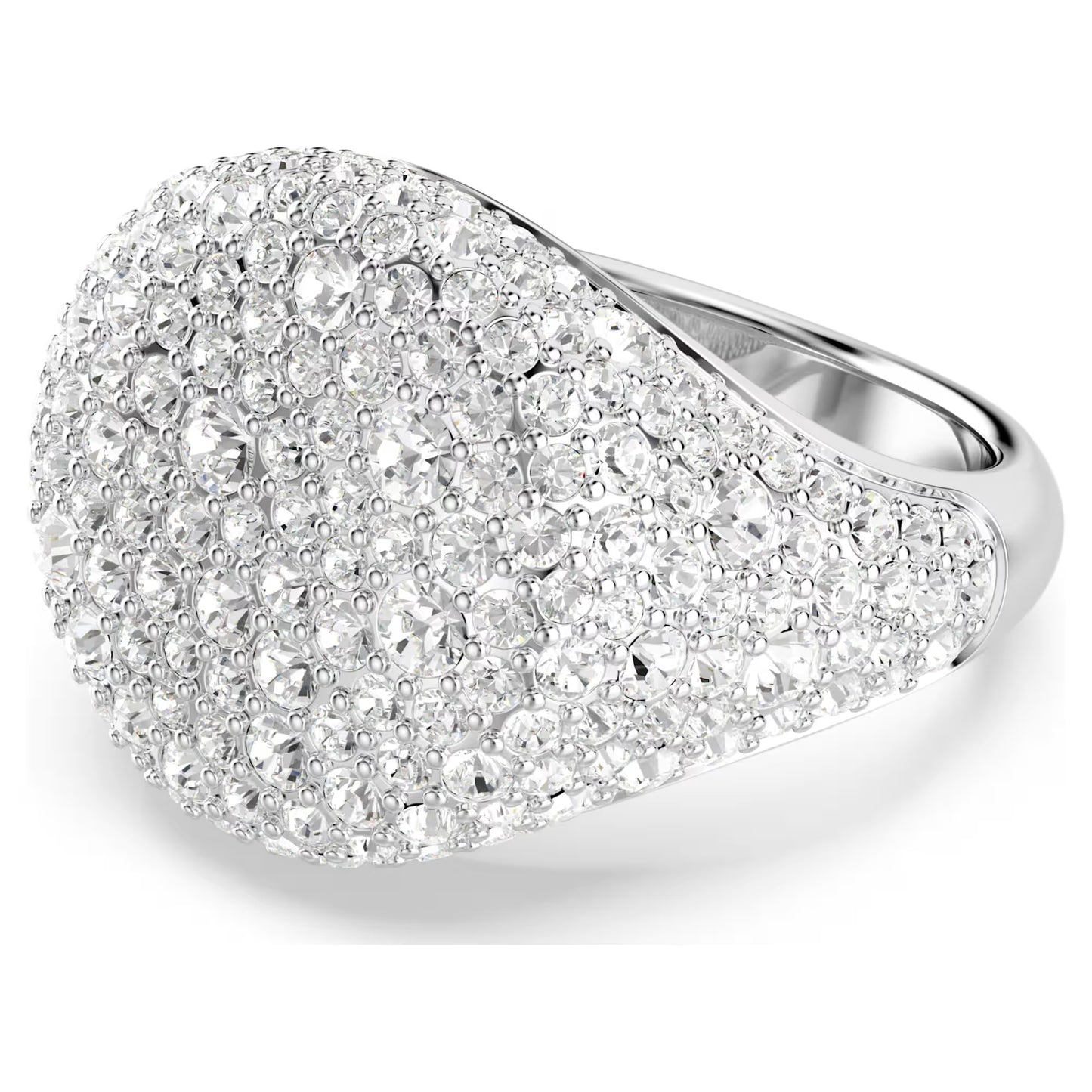 Meteora cocktail ring, White, Rhodium plated