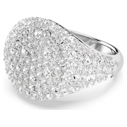 Meteora cocktail ring, White, Rhodium plated