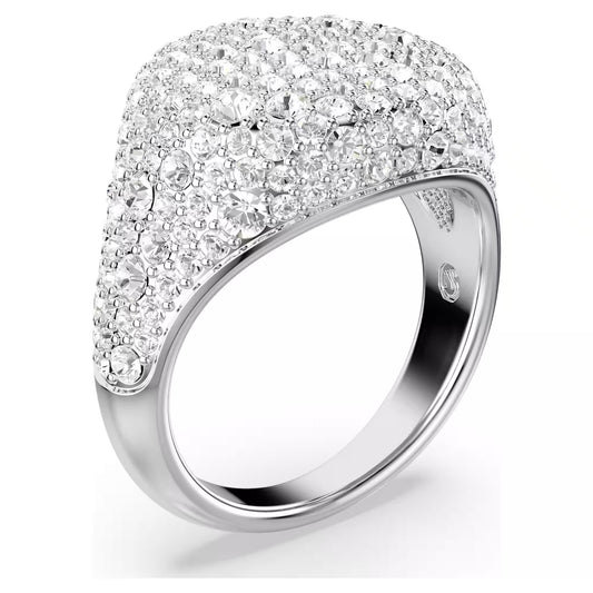 Meteora cocktail ring, White, Rhodium plated