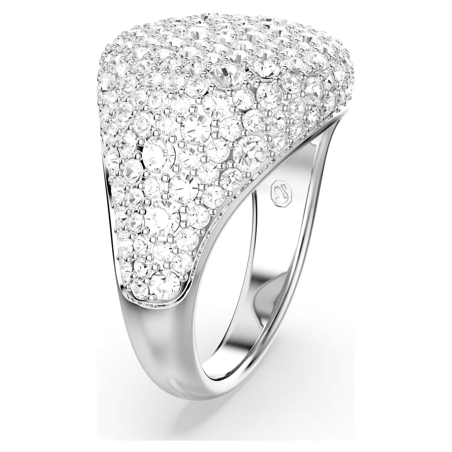 Meteora cocktail ring, White, Rhodium plated