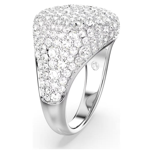 Meteora cocktail ring, White, Rhodium plated