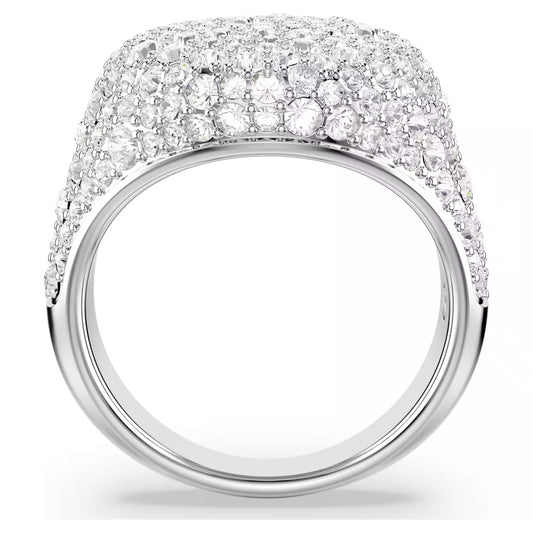 Meteora cocktail ring, White, Rhodium plated