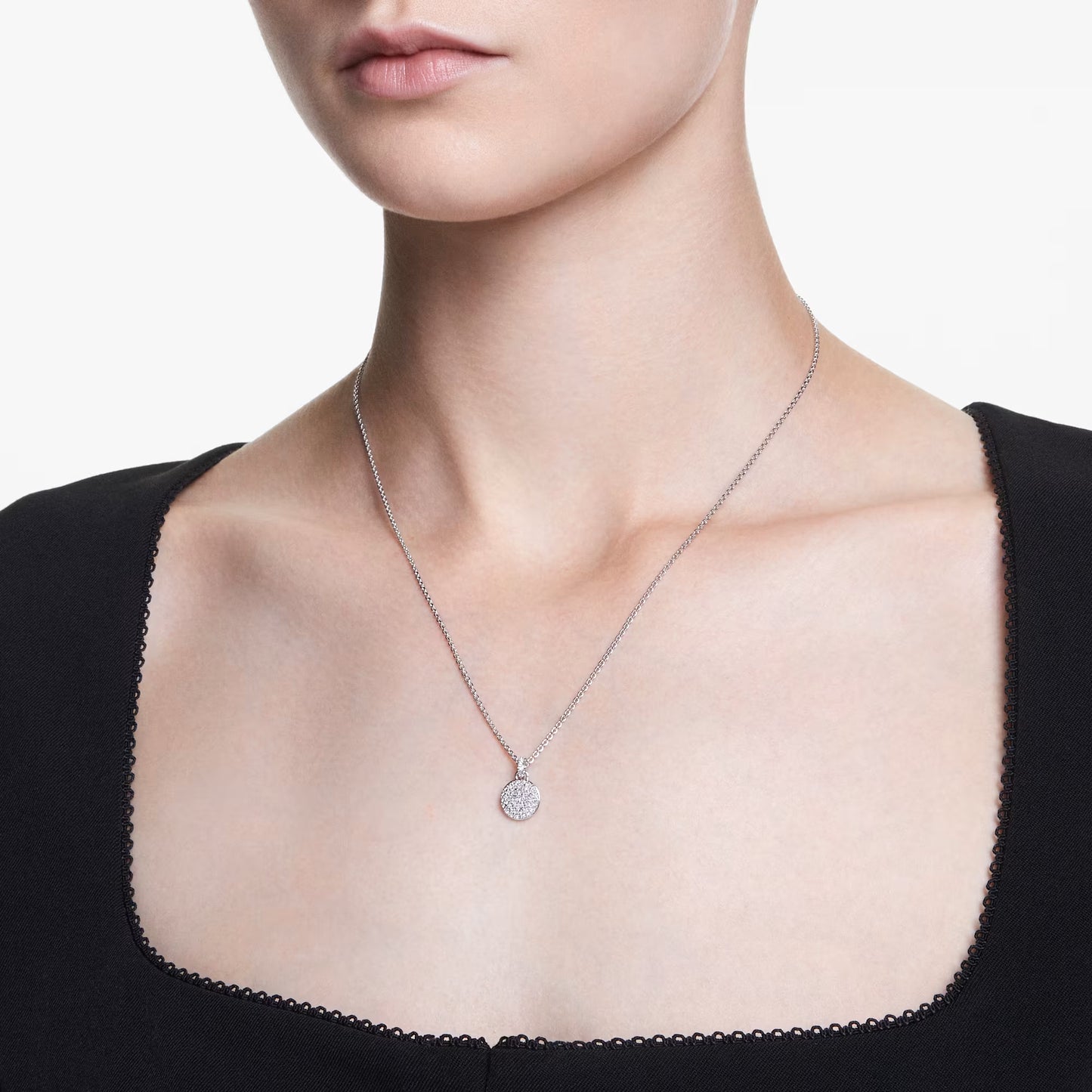 Sublima pendant, White, Rhodium plated
