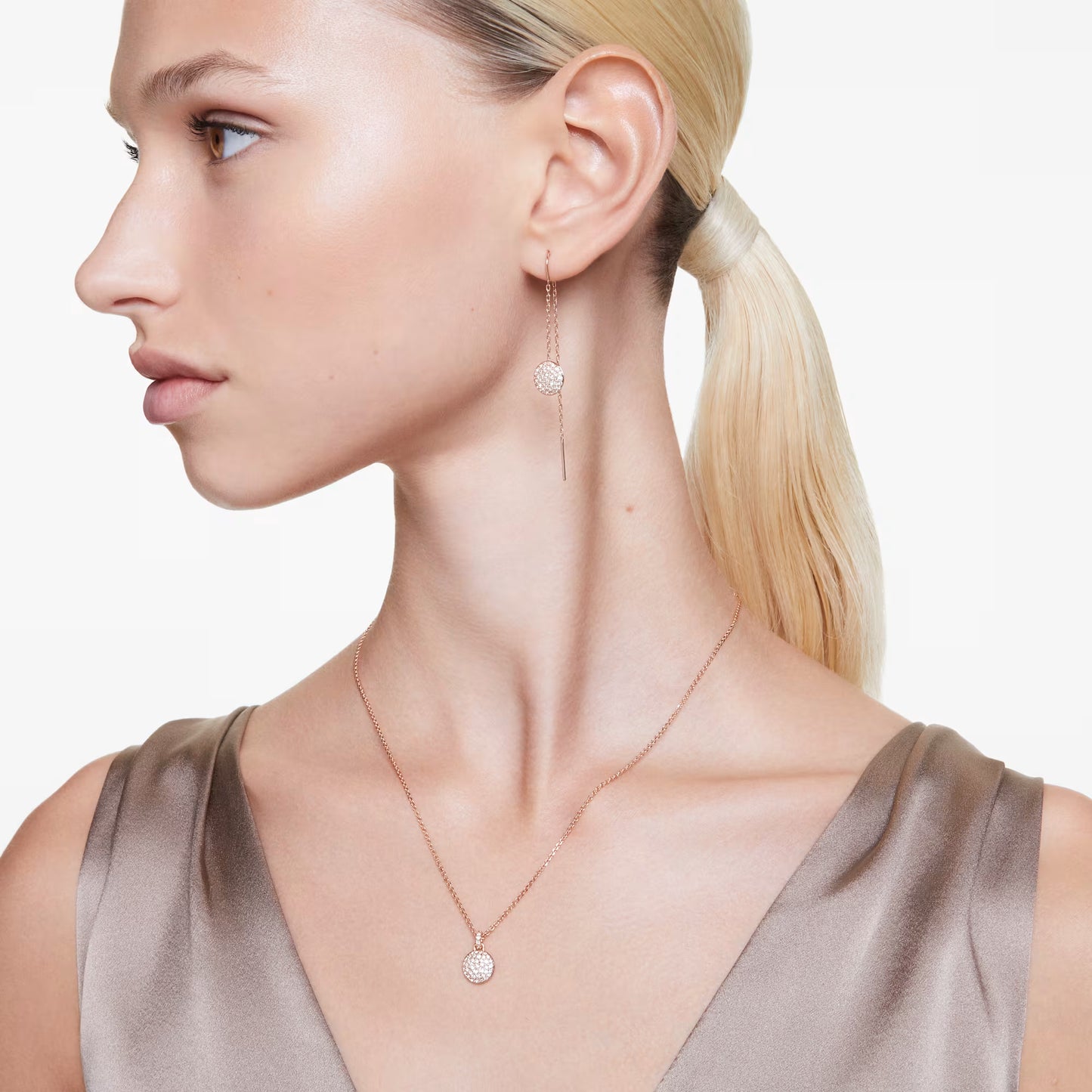 Sublima set, White, Rose gold-tone plated
