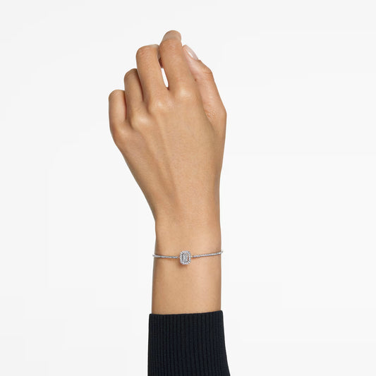 Millenia bangle, Octagon cut, White, Rhodium plate