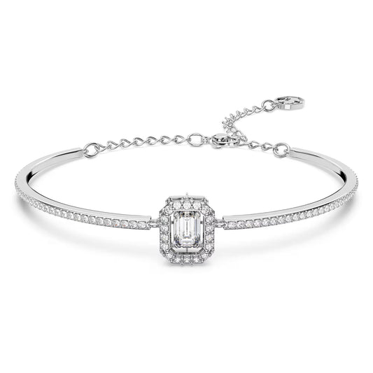 Millenia bangle, Octagon cut, White, Rhodium plate