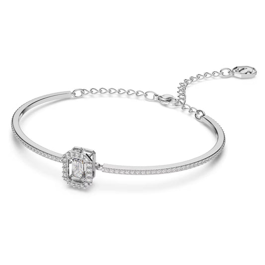 Millenia bangle, Octagon cut, White, Rhodium plate