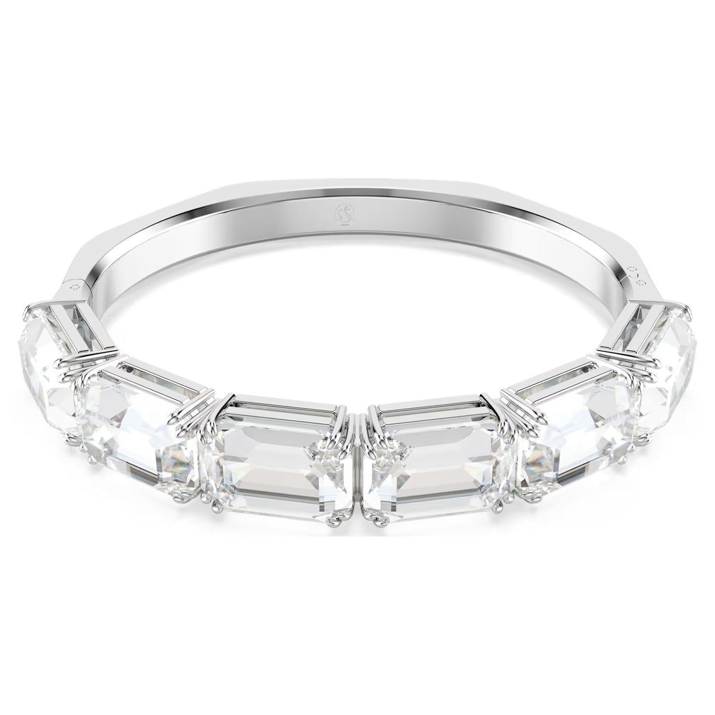 Millenia bangle, Octagon cut, White, Rhodium