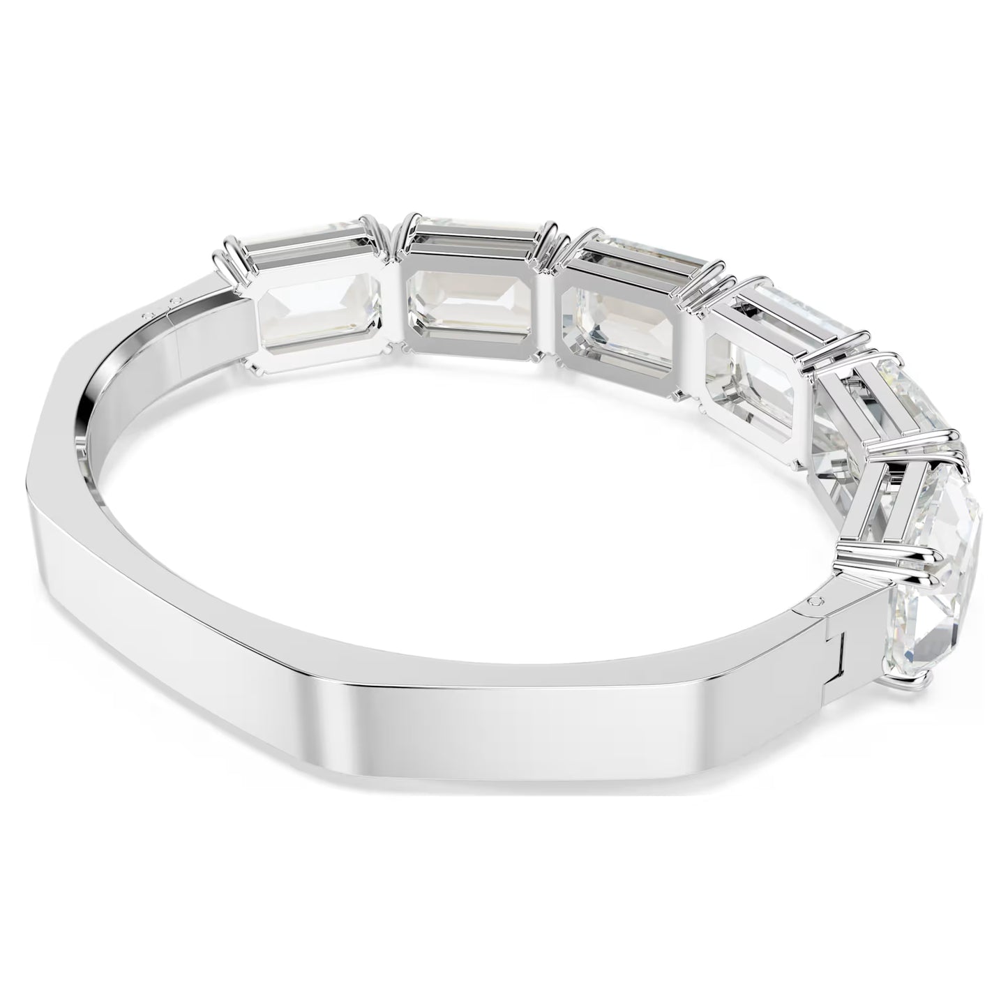 Millenia bangle, Octagon cut, White, Rhodium
