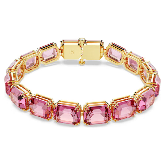 Millenia bracelet, Octagon cut, Pink, Gold-tone