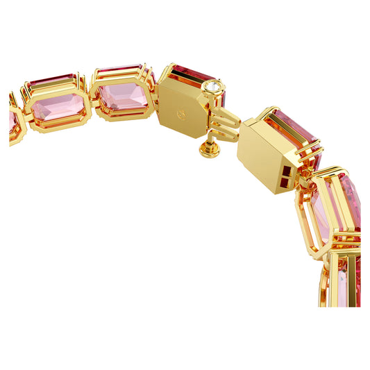 Millenia bracelet, Octagon cut, Pink, Gold-tone