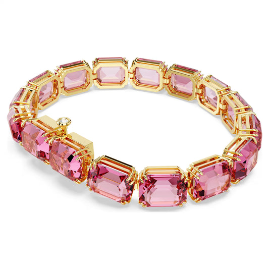 Millenia bracelet, Octagon cut, Pink, Gold-tone