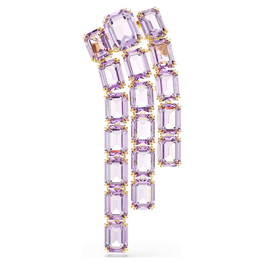 Millenia brooch, Octagon cut, Gold-tone plated