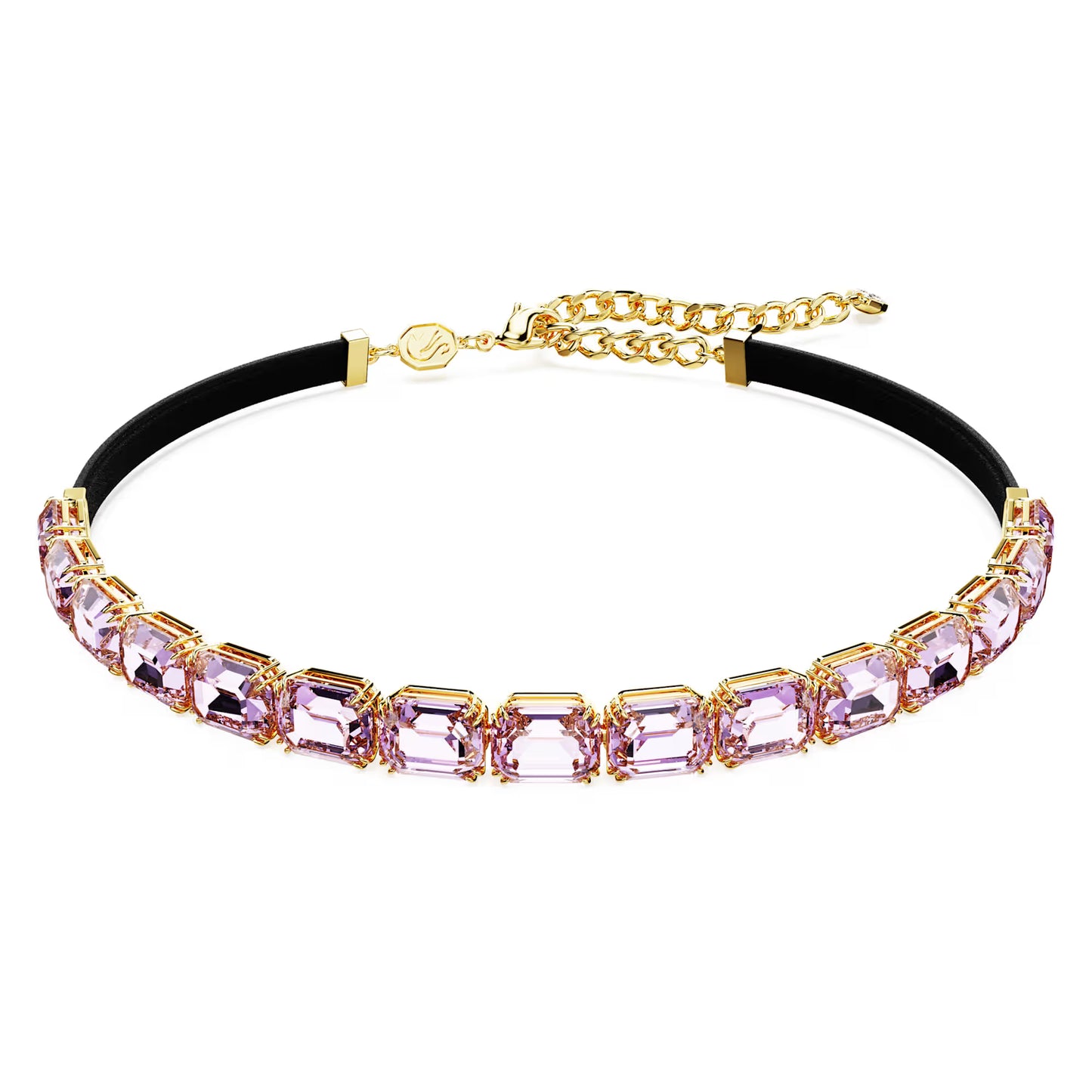 Millenia Tennis choker, Octagon cut, Purple, Gold-tone